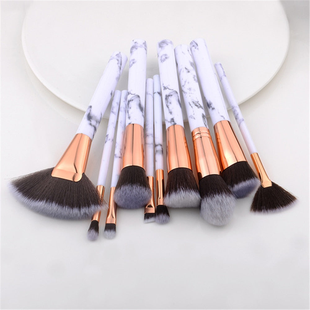 Brush Set Professional Brush Set in Rose Gold with Marble Cosmetic Bag Vegan Brush Set Makeup with 4x Face Makeup Brushes and 8x Makeup Brushes Eyes