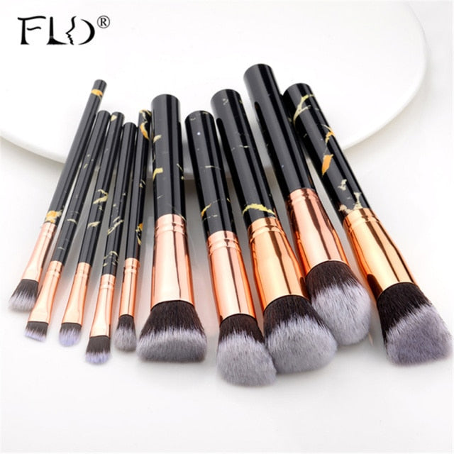 Amazing Make Up Brush Set Professional Brush Set in Rose Gold with Marble Cosmetic Bag Vegan Brush Set Makeup with 4x Face Makeup Brushes and 8x Makeup