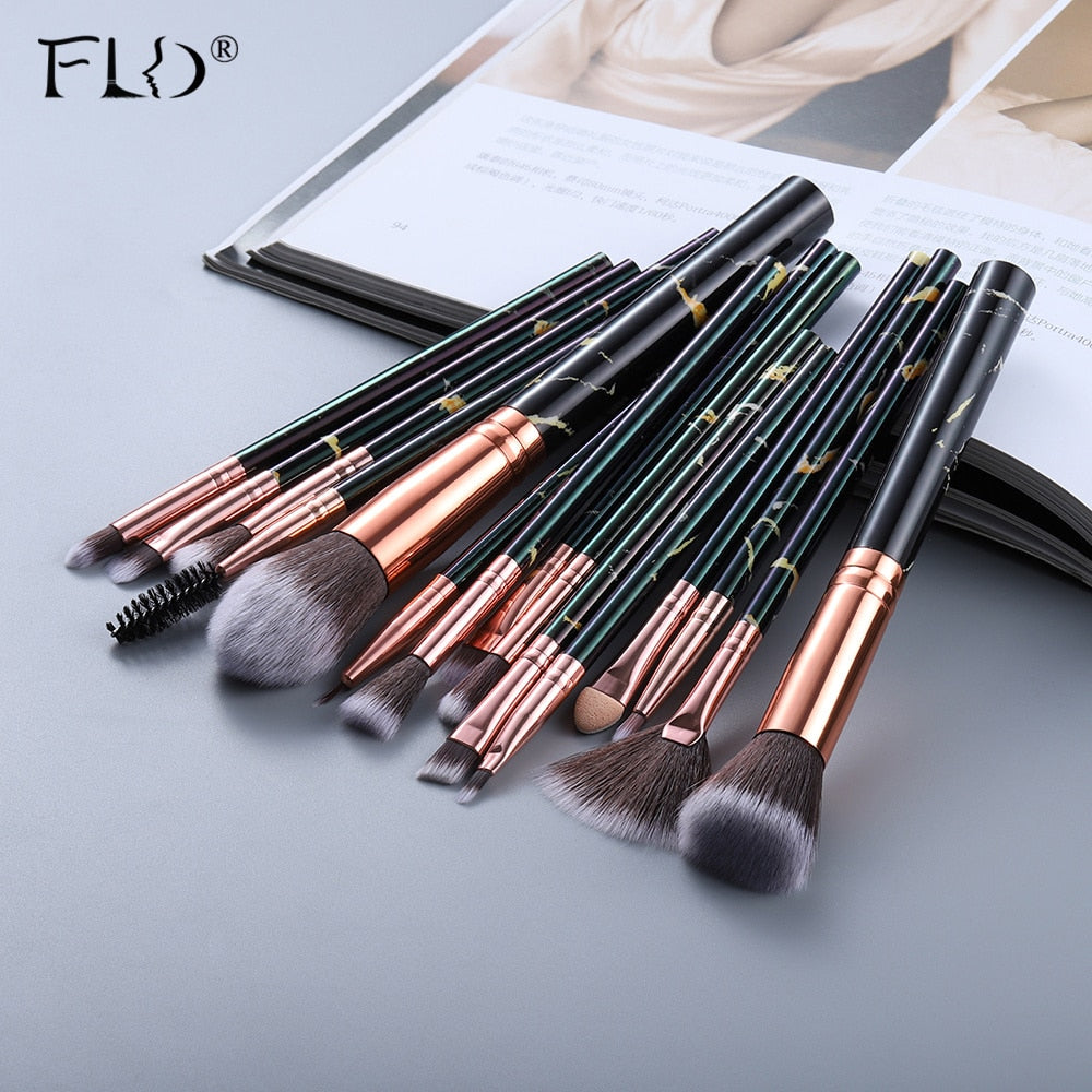 Brush Set Professional Brush Set in Rose Gold with Marble Cosmetic Bag Vegan Brush Set Makeup with 4x Face Makeup Brushes and 8x Makeup Brushes Eyes